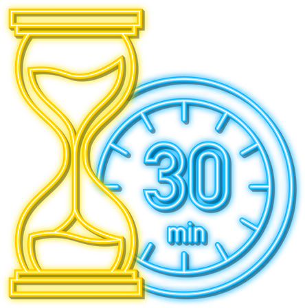 The 30 minutes, stopwatch vector neon icon. Stopwatch icon i