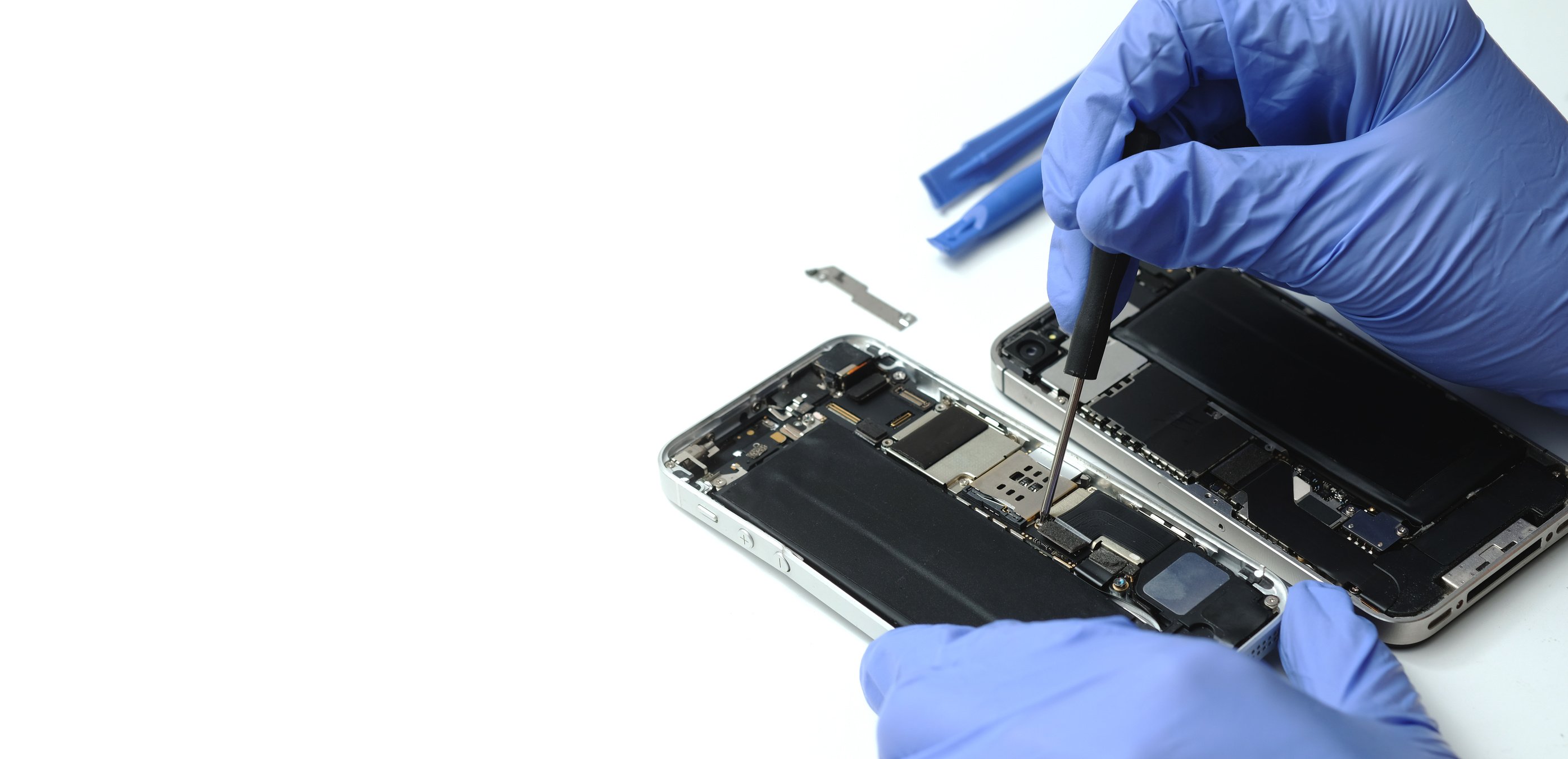 Technician repairing the Cell phone parts and tools for recovery repair phone smartphone